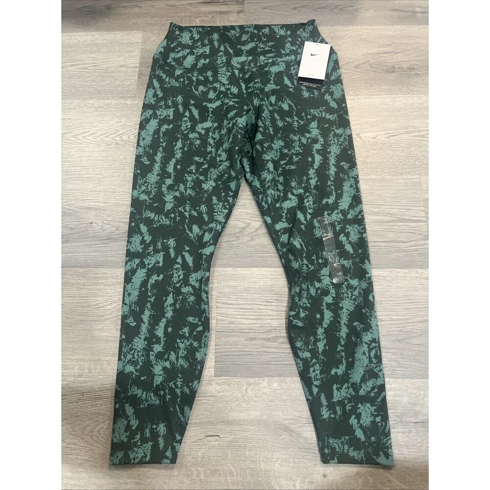 Nike One High-Waisted 7/8 Printed Leggings Womens Large Green NWT Yoga